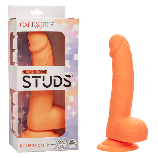 CalExotics Neon Silicone Studs Dildo 6"/15.25 cm - Orange