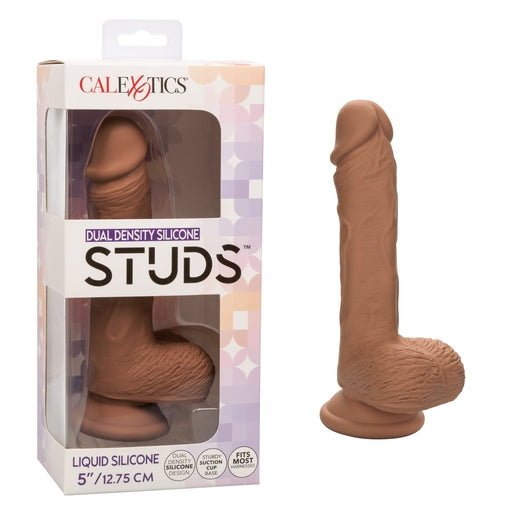 CalExotics Dual Density Silicone Studs Dildo 5”/12.75 cm - Brown