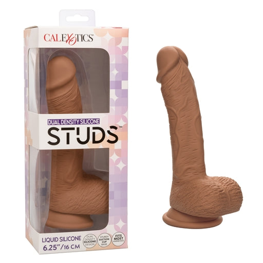 CalExotics Dual Density Silicone Studs Dildo 6.25”/16 cm - Brown