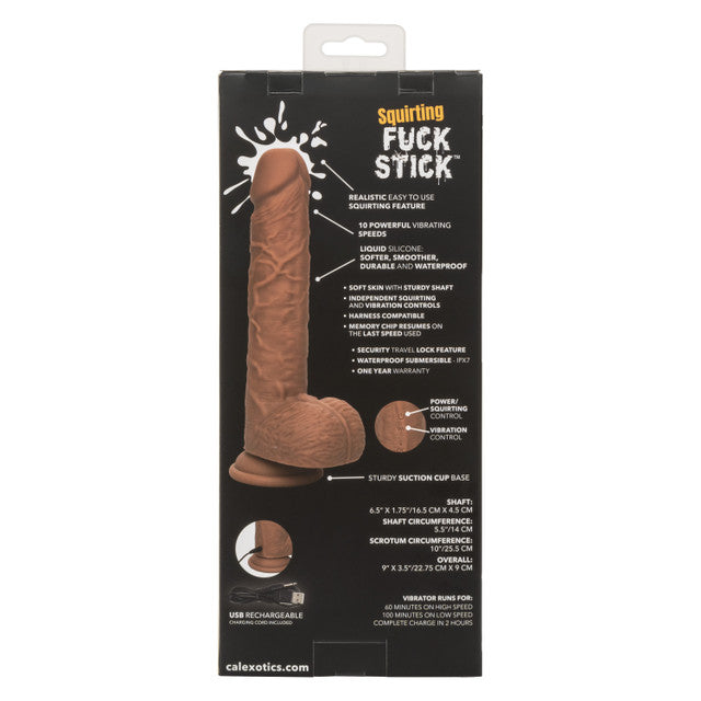 Calexotics Squirting Fuck Stick Vibrating Dildo Dong - Brown