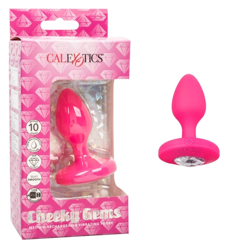 Calexotics Cheeky Gems Medium Rechargeable Vibrating Probe - Pink