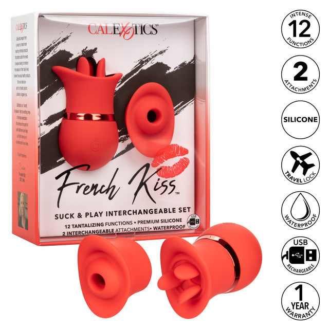 CalExotics French Kiss Suck & Play Interchangeable Set - Suction Vibrator and Triple Teaser