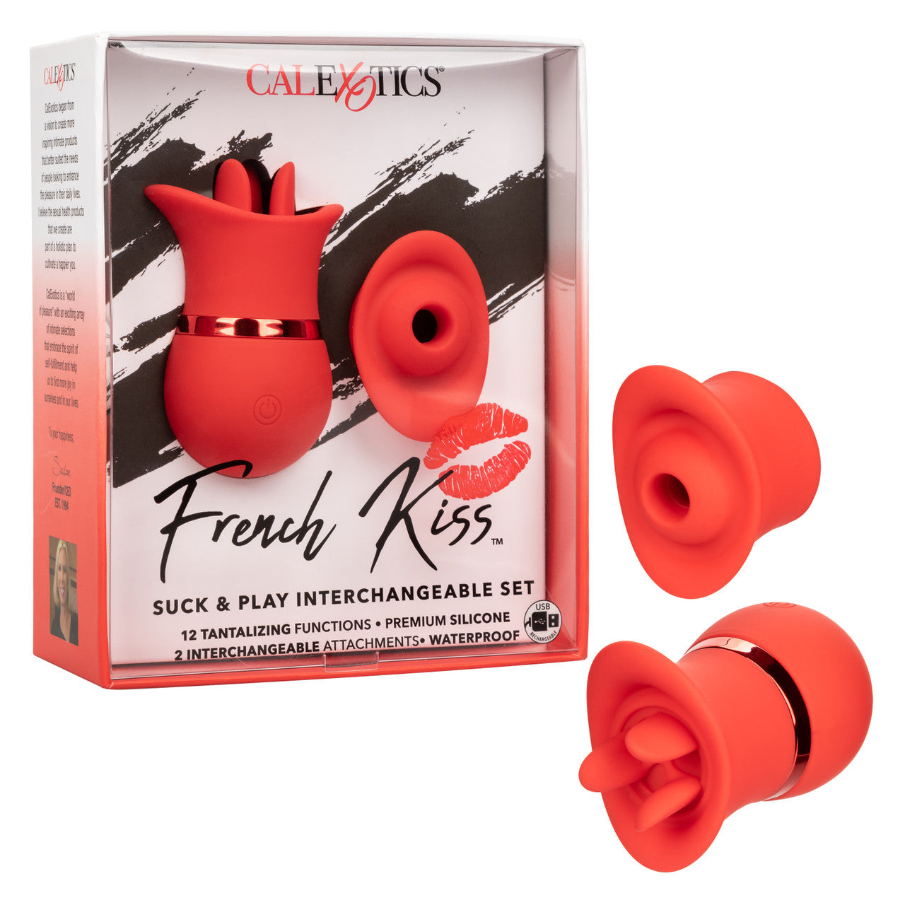 CalExotics French Kiss Suck & Play Interchangeable Set - Suction Vibrator and Triple Teaser