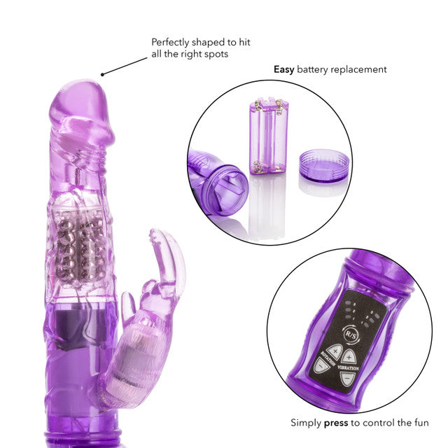 Calexotics Jack Rabbit Petite Rotating Beads Rabbit Vibrator Purple