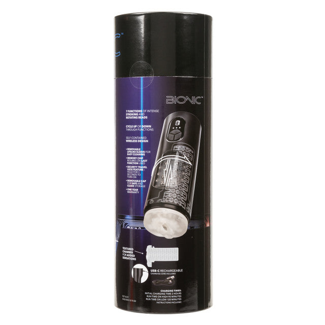 Calexotics Bionic Beaded Power Stroker - Stroking and Rotating Beads Masturbator