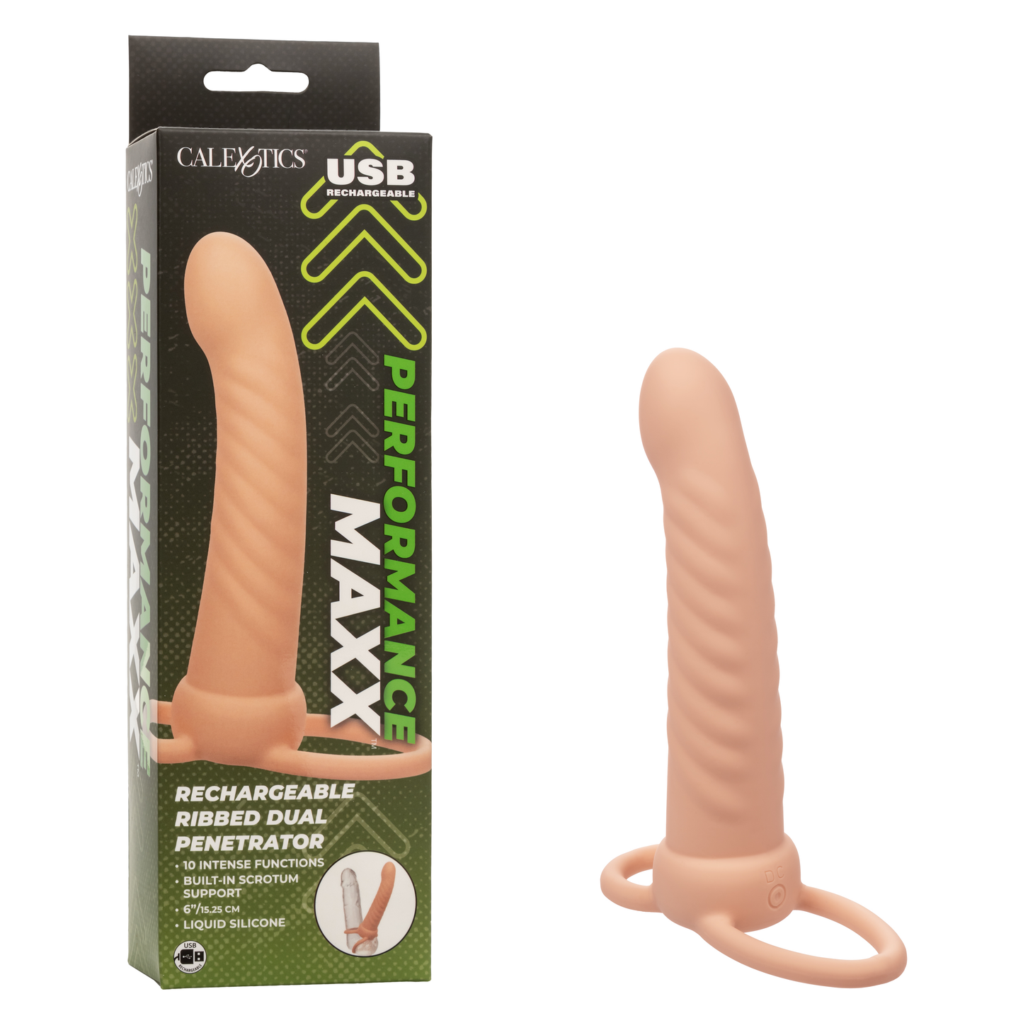 Calexotics Performance Maxx Rechargeable Ribbed Dual Penetrator - Ivory