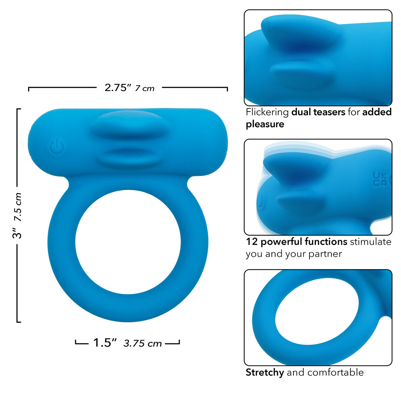 Calexotics Silicone Rechargeable Double Trouble Couples Ring Vibrator