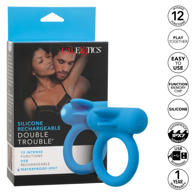 Calexotics Silicone Rechargeable Double Trouble Couples Ring Vibrator