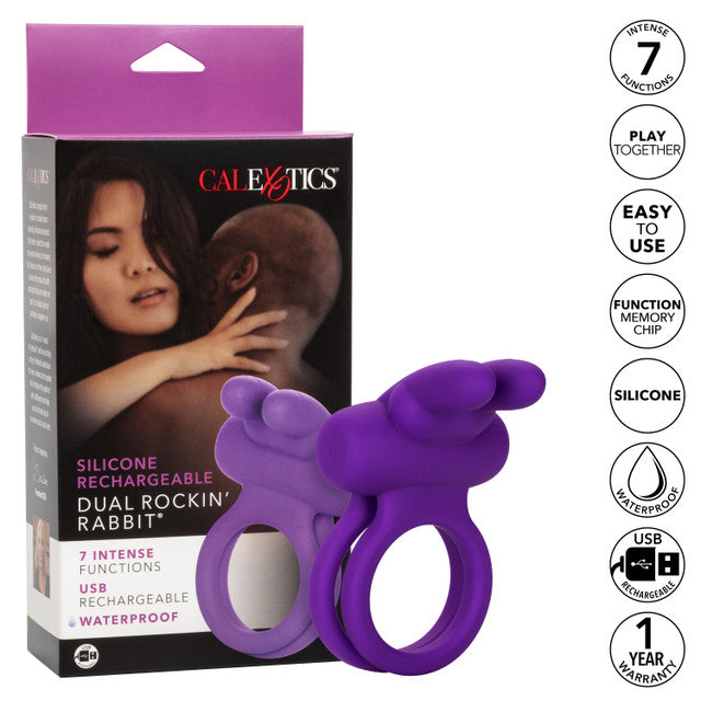 Calexotics Silicone Rechargeable Rockin Rabbit Couples Ring Vibrator