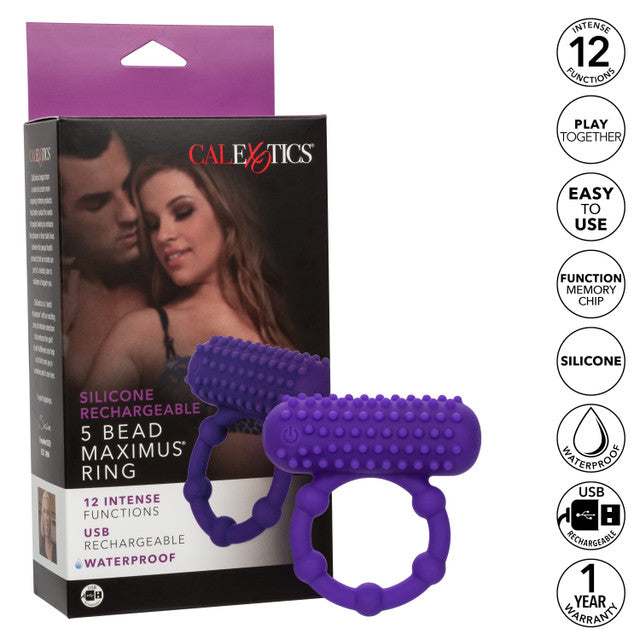 Calexotics Silicone Rechargeable 5 Bead Maximus Ring Couples Ring Vibrator