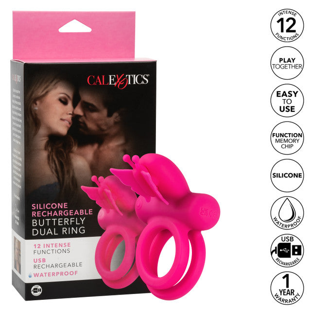 Calexotics Silicone Rechargeable Butterfly Dual Couples Ring Vibrator