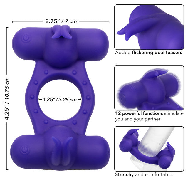 Calexotics Silicone Rechargeable Triple Orgasm Enhancer Couples Ring Vibrator