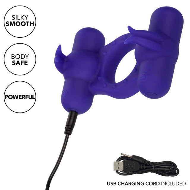 Calexotics Silicone Rechargeable Triple Orgasm Enhancer Couples Ring Vibrator