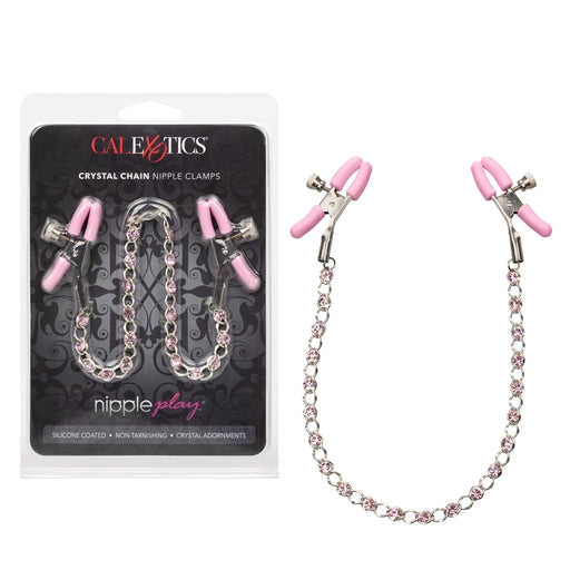 Calexotics Nipple Play Crystal Chain Nipple Clamps - Pink