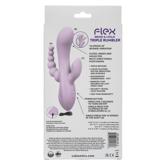 CalExotics Flex Bend & Hold Triple Rumbler Rabbit Vibrator