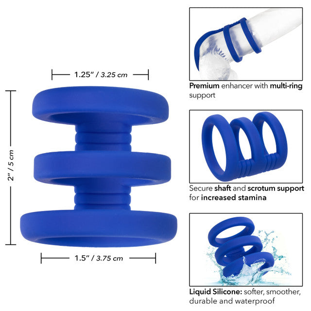 Calexotics Admiral Triple Cock Cage - Premium Multi Cock Ring Support