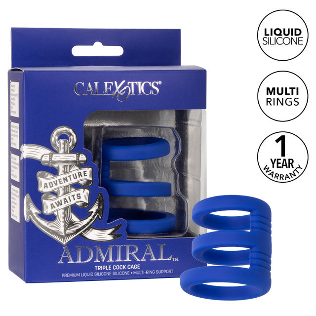 Calexotics Admiral Triple Cock Cage - Premium Multi Cock Ring Support