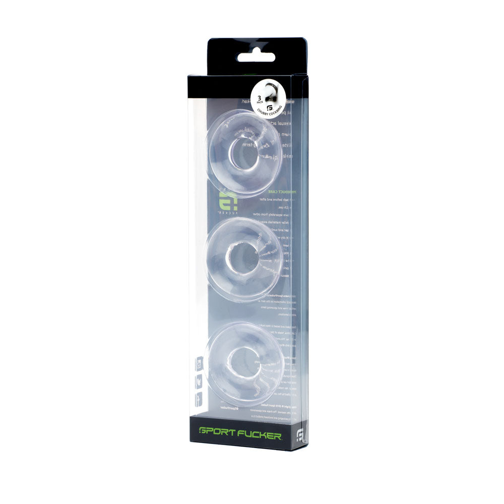 Sport Fucker Rubber Cockring - Clear Cock Ring Set - 3 Pack