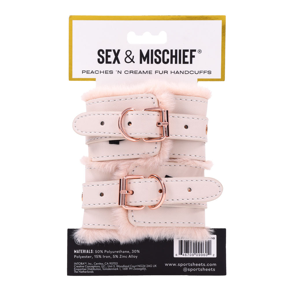 Sportsheets Sex & Mischief Peaches n CreaMe Fur Handcuffs