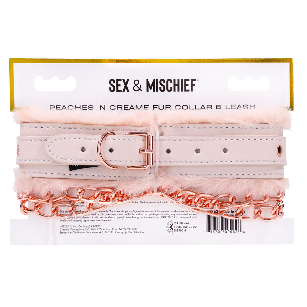Sportsheets Sex & Mischief Peaches n CreaMe Fur Collar & Leash