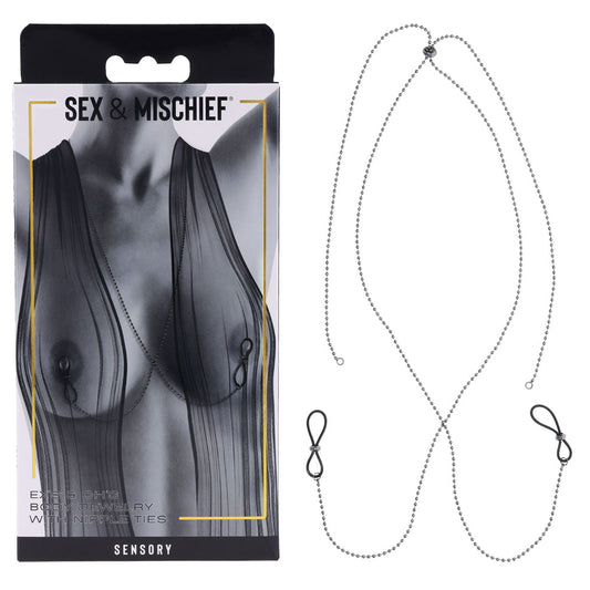 Sportsheets S&M Exs & Ohs Body Jewelry with Nipple Ties