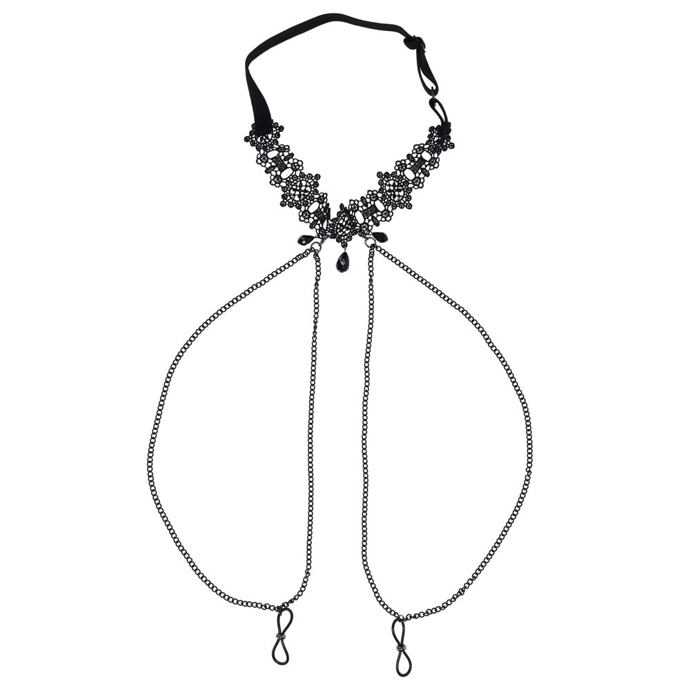 Sportsheets Sex & Mischief Lace Collar with Nipple Ties