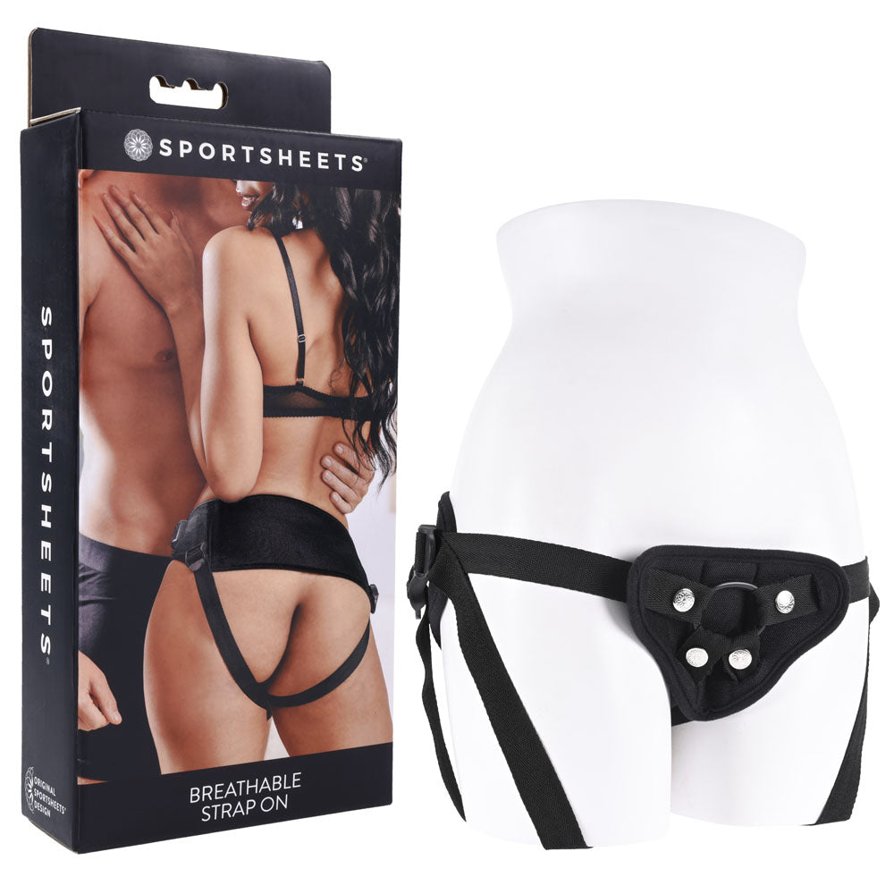 Sportsheets Breathable Strap On - Black Adjustable Strap-On Harness (No Probe Included)