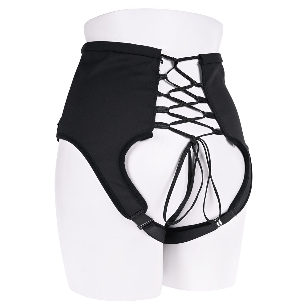 Sportsheets High Waisted Corset Strap On - Black Adjustable Strap-On Harness (No Probe Included)
