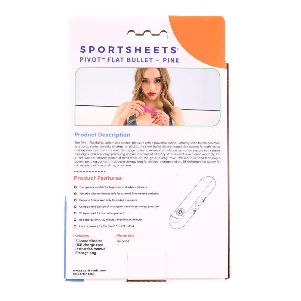 Sportsheets Pivot Flat Bullet - Pink 10.2cm USB Rechargeable Bullet
