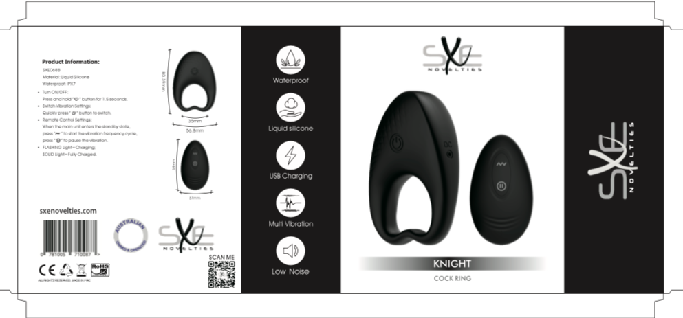 SXE Knight Vibrating Cock Ring with Remote