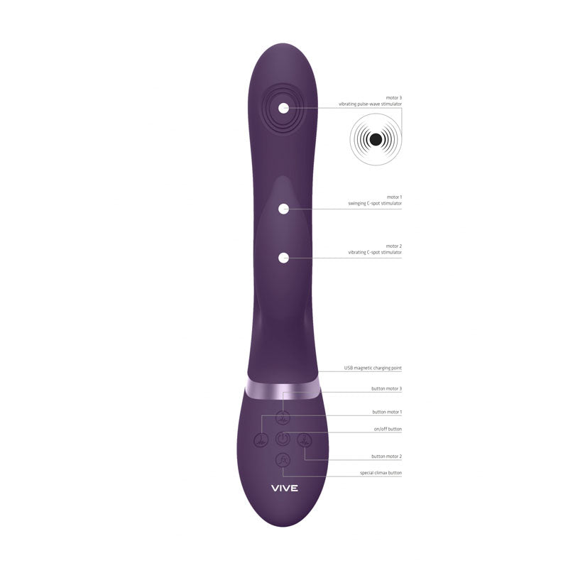 Shots Toys | VIVE Aimi Pulse-Wave & Vibrating G-Spot Rabbit Vibrator Purple