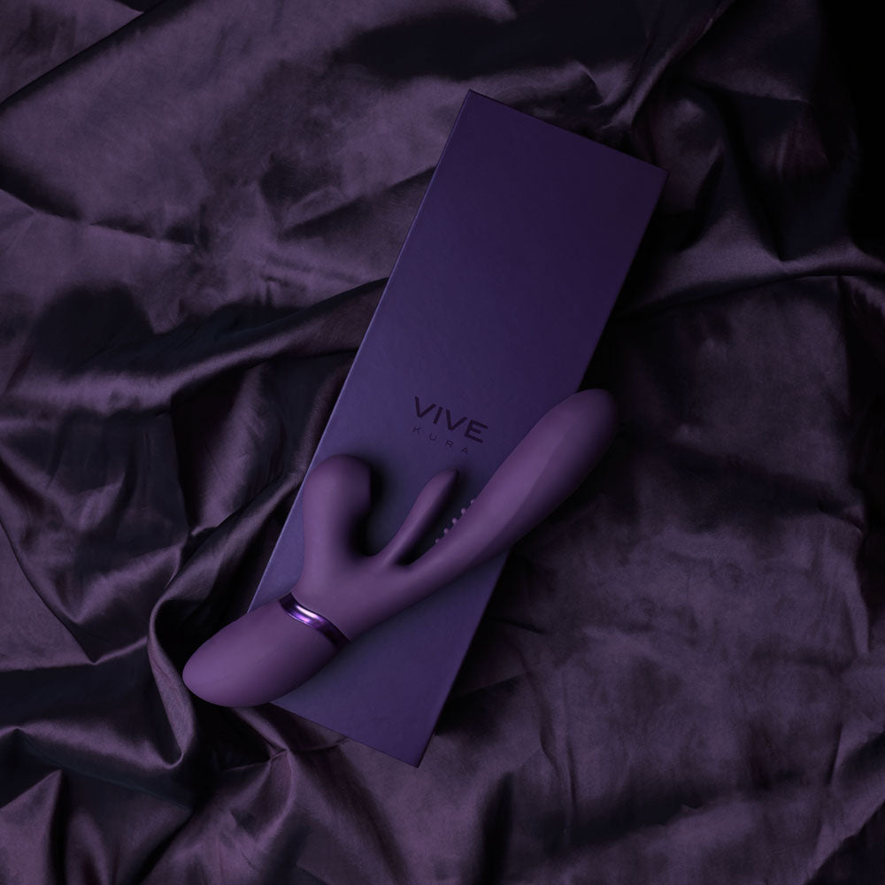 Shots Toys | VIVE Ena - Purple 25cm USB Rechargeable Thrusting Vibrator w Air Wave Stimulator