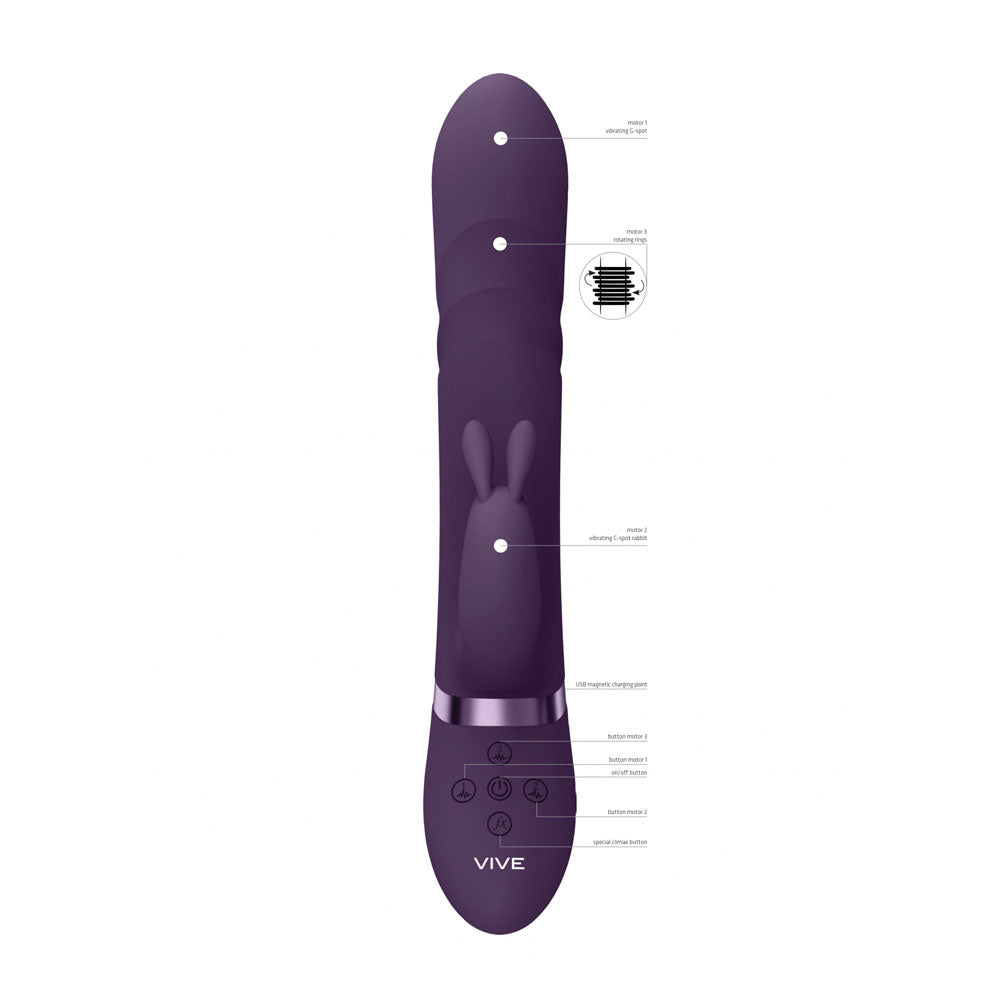 Shots Toys | VIVE Nari Vibrating and Rotating Beads, G-Spot Rabbit Vibrator Purple
