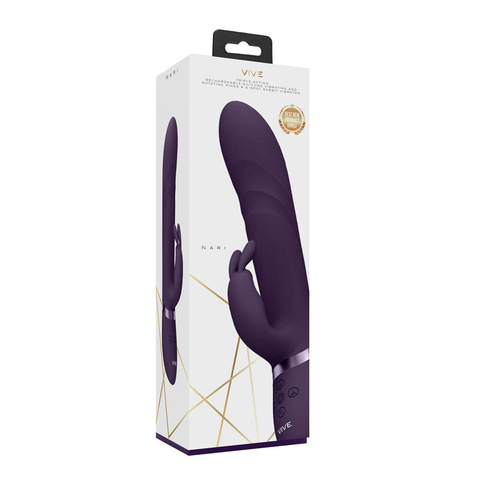 Shots Toys | VIVE Nari Vibrating and Rotating Beads, G-Spot Rabbit Vibrator Purple