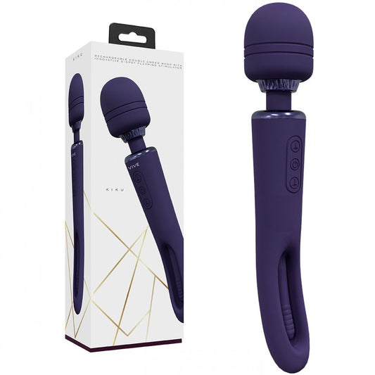 Shots Toys | VIVE Kiku Double Ended Wand w Innovative G-Spot Flapping Stimulator Purple