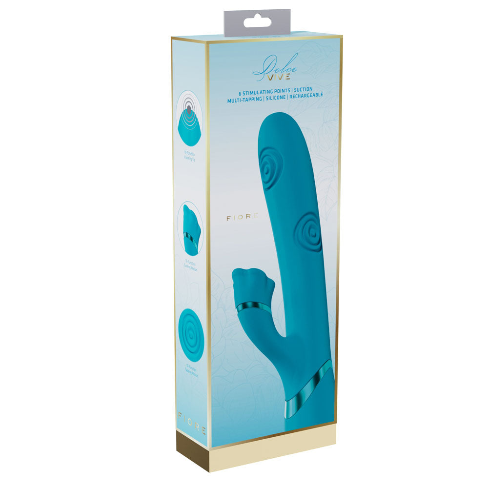 Shots Toys | VIVE Fiore Tapping Air Wave Suction Clitoral Rabbit Vibrator Blue