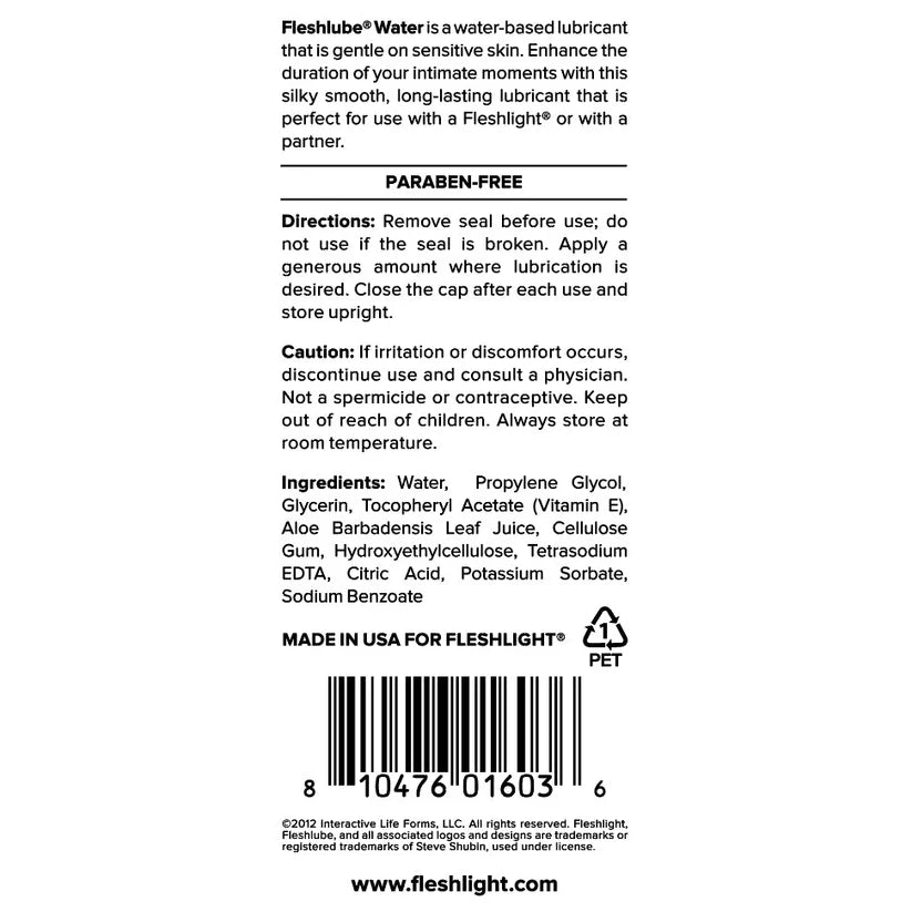 Fleshlight Fleshlube Water Lubricant 8oz/237ml