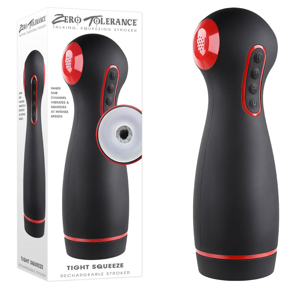 Zero Tolerance TIGHT SQUEEZE Rechargeable Vibrating Squeezing Talking Stroker