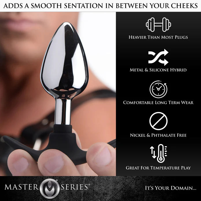 Master Series Dark Invader Metal and Silicone Anal Plug - Medium
