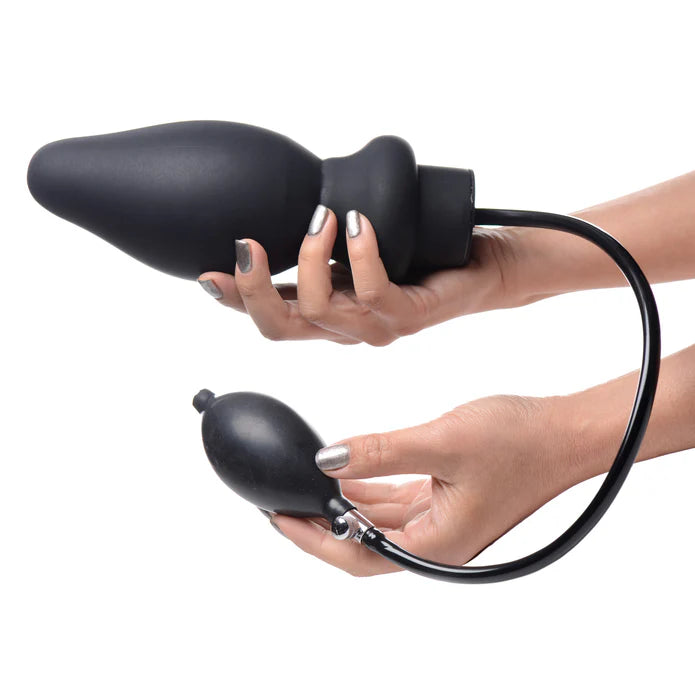 Master Series Ass Pand Large Inflatable Silicone Plug Black