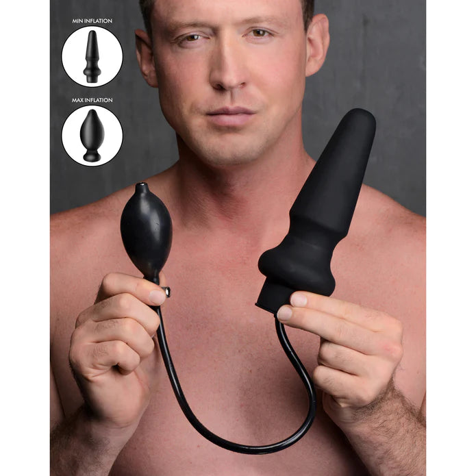 Master Series Ass Pand Large Inflatable Silicone Plug Black