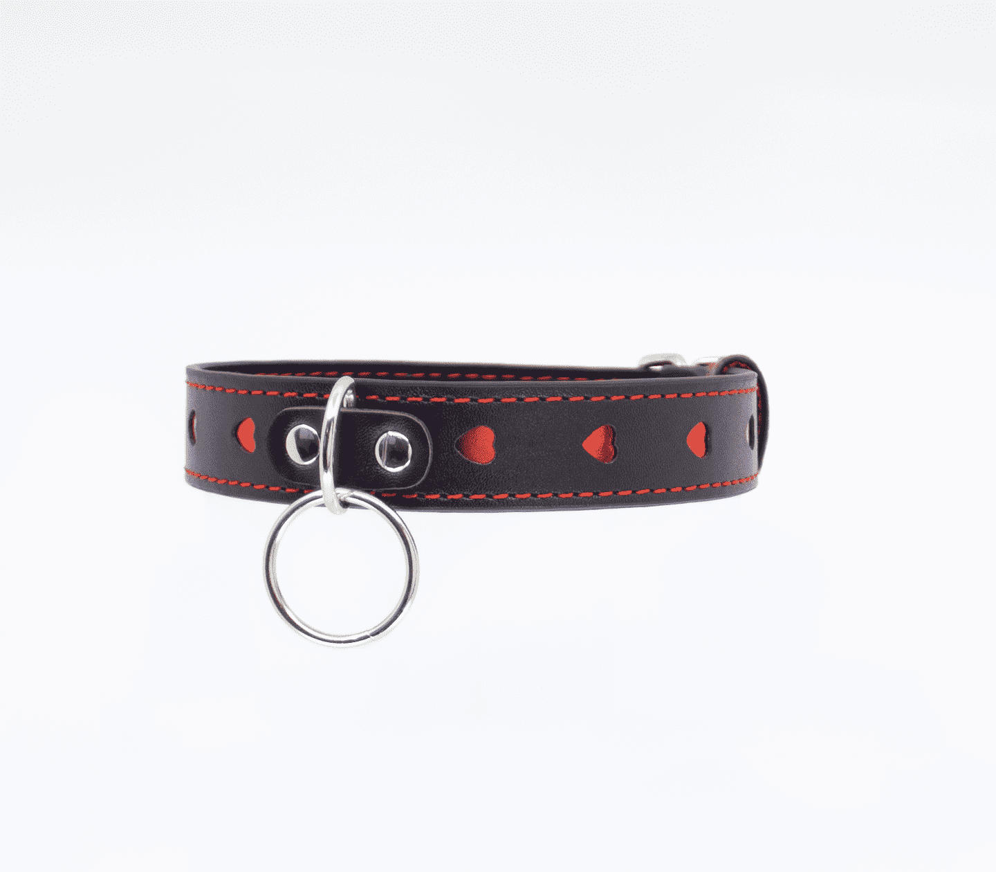 Love In Leather Faux Leather Choker Collar With Heart Cut Outs