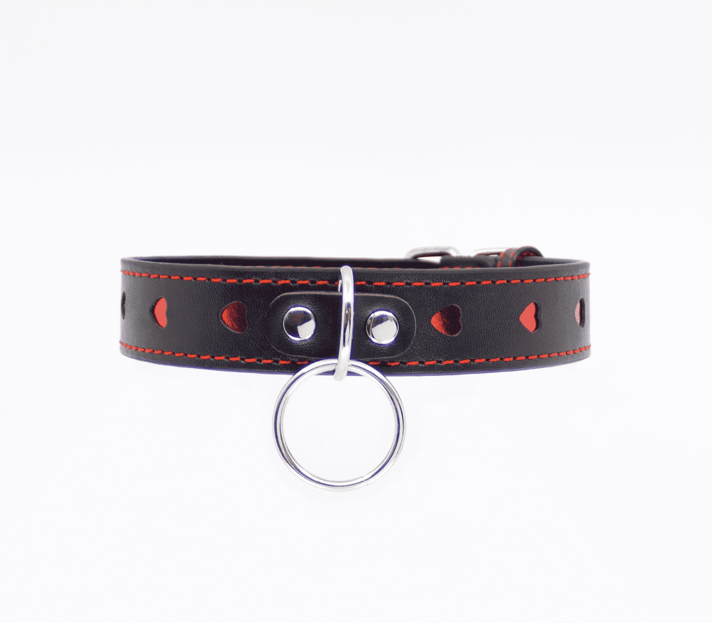 Love In Leather Faux Leather Choker Collar With Heart Cut Outs