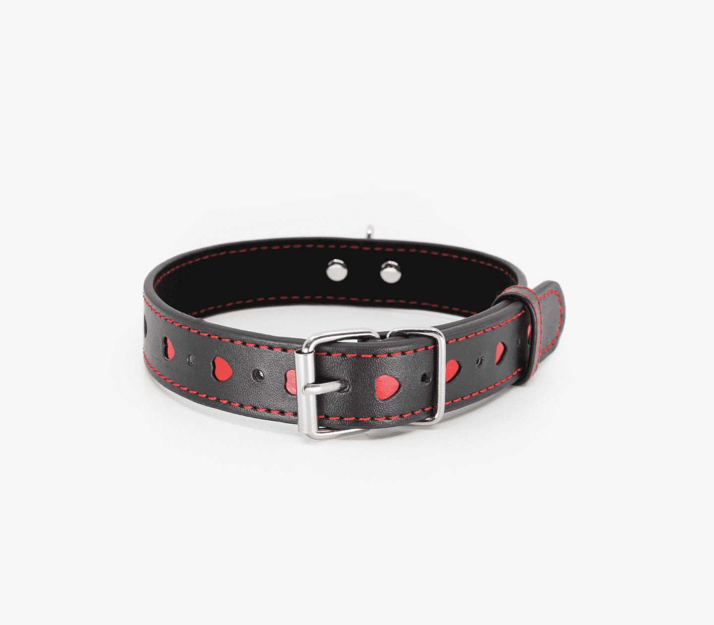 Love In Leather Faux Leather Choker Collar With Heart Cut Outs