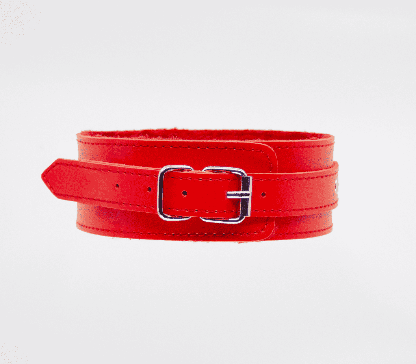 Love In Leather Faux Leather Collar With Faux Fur Lining