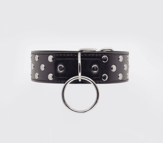 Love In Leather Faux Leather Collar With Dome Studs
