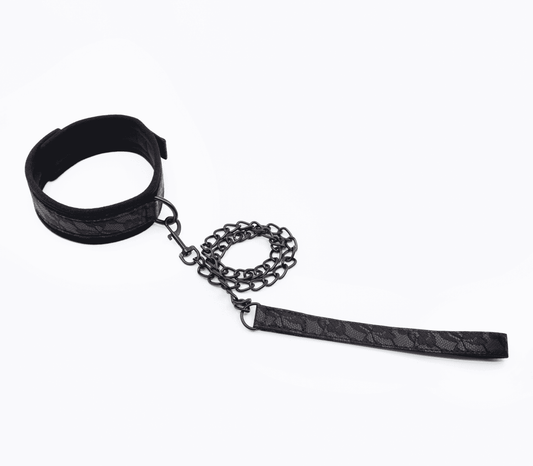 Love In Leather Lace Printed Neoprene Collar With Velcro Strap
