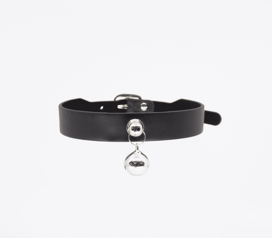 Love In Leather Faux Leather Collar With Cat Bell