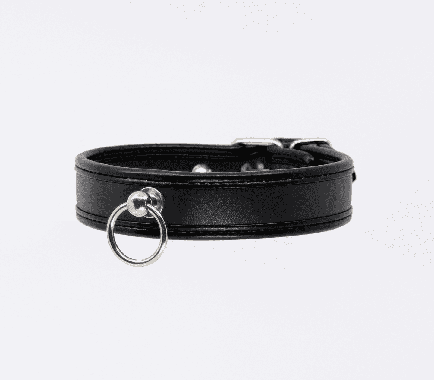 Love In Leather Faux Leather Collar With 2cm Rotating Ring