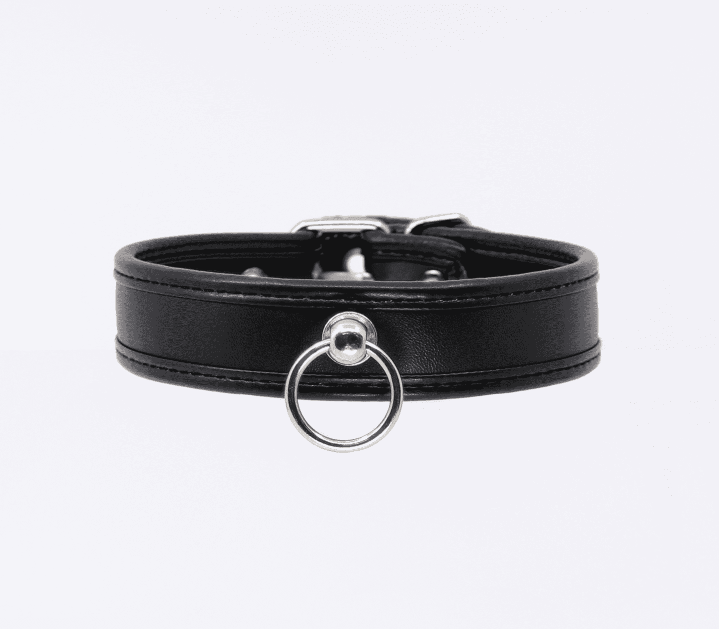 Love In Leather Faux Leather Collar With 2cm Rotating Ring